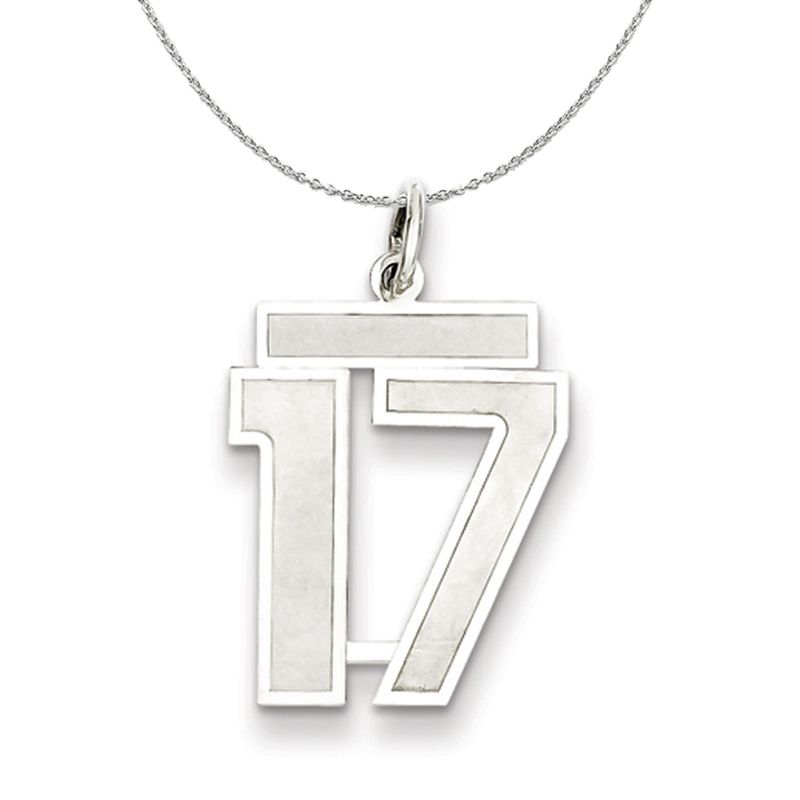 Sterling Silver, Jersey Collection, Medium Number 17 Necklace - 16 In